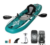 TIGERXBANG 10.2'x35"x8" Inflatable Kayak with Detachable Seat, SUP-Kayak Set Includes Hand Pump/Aluminum Oar/Backpack, Inflatable Boat forAdults/kids | for Fishing, Touring-Green