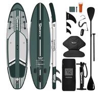 TIGERXBANG Inflatable Stand Up Paddle Board 11'x34"x6", SUP Board with Seat & Complete Accessories, Extra Wide Non-Slip Deck, Paddleboard for Adults & Beginners - Shadow Collection Green
