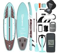 TIGERXBANG Inflatable Stand Up Paddle Board, SUP Board with Seat 11'x34 x6 Wide Paddleboard for Adults & Youth - All Skill Levels, Aqua Green