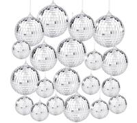 tiggell 20pcs Disco Mirror Balls Silver Hanging Ball for 50s 60s 70s Disco DJ Light Effect Party Home Decoration Stage Props School Festivals Party Favors (Multi Sizes, Silver)