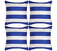 tiggell 4 Pack Waterproof Pillow Covers Outdoor Throw Pillowcases Decorative Garden Cushion Case for Home Garden Patio Couch Balcony Striped (18 * 18 inch, Blue & White)