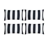 tiggell 4 Pack Waterproof Pillow Covers Outdoor Throw Pillowcases Decorative Garden Cushion Case for Home Garden Patio Couch Balcony Striped (Black & White, 12 * 20 inch)