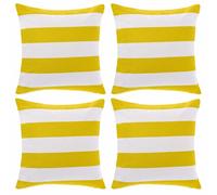 tiggell 4 Pack Waterproof Pillow Covers Outdoor Throw Pillowcases Decorative Garden Cushion Case for Home Garden Patio Couch Balcony Striped (18 * 18 inch, Yellow & White)