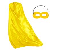tiggell Unisex Hero Costume Capes and Masks for Women Men Halloween Party Dress Up Vampire Carnival Cosplay (Yellow, 55 inch/140 cm)