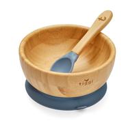 Tiggi Bamboo Baby Bowl from Suction Base Baby Weaning Bowl (Dusky Blue)