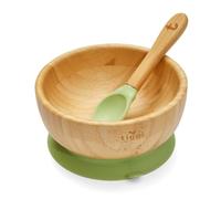 Tiggi Bamboo Baby Bowl from Suction Base Baby Weaning Bowl (Soft Green)