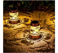 TIGGSY Solar Elephant Lanterns (2 Pack) - Brown, IP65 Waterproof, LED Light, Hanging Mount