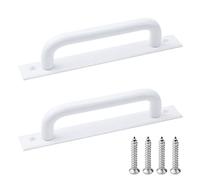 Tighall 2PCS Pre-Drill Sliding Barn Door Handle 6.4" (160mm)Hole Center Aluminum Alloy Door Pull Handle Closet Door Handles for Glass Doors Wooden Doors Punch-Free(Polished White)