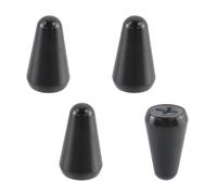 Tighall 4Pcs Guitar 5 Ways Pickup Switch Tips Knob Cap Set (Black) | Standard Cross Hole Fits 5-Way Lever Switches, Easy to Install, For USA Fender Strat, For Telecaster, For Stratocaster