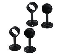 Tighall 4PCS Stainless Steel Heavy Duty Closet Rod Holders Ceiling-Mount Bracket Shower Curtain End Supports Socket Closet Pole Rod Holder Flange Rod Holder with Screws (Matt Black, 1")