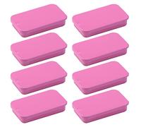 Tighall 8PCS Metal Slide Top Tin Containers Rectangle Tin Box Empty Storage Tins for Lip Balm Candles Crafts Candies Jewelry Crafts Pills(2.2"*1.1"*0.4",Pink)
