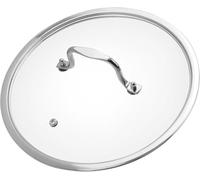 Tighall Tempered Glass Pot Lid for Frying Pan, Fry Pan, Skillet, Fits 10" Diameter Cookware, Fully Assembled Tempered Replacement Cover with Holder Handle, Stainless Steel Rim