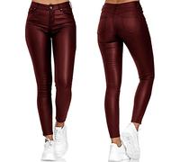 Tight Leather Trousers Women UK Sale Clearance Wet Look Leggings Faux Leather Trousers High Waist Leather Leggings Club Party Outfits Going Out Retro Ladies Tights Trousers Stretch Tight PU Pants