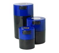 Tightpac America, Inc. Tightvac Set of 3 - Patented Airtight Container | Multi-use Vacuum Container Works as Smell Proof Containers for Herbs and Dry Goods. Dark Blue Caps and Black Bodies