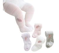 Tights for Baby Girls 4 Pack, School Toddlers Kids Breathable Mesh Footed Pantyhose, Summer Newborn Carrot Stockings Leggings for 0-6 Years (4 Colors,6-12 Months)