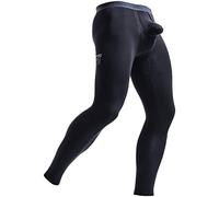 Tights for Men - Long Johns for Men Non Thermal Compression Leggings Men 3/4 Base Layer Bottoms Long Core Warm Underwear Black
