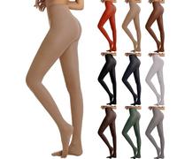 Tights for Women 40D Control Top Opaque Footed Pantyhose Tights Winter Thermal Soft Solid Color Full Length Leggings Beige