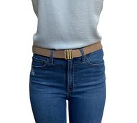 TIGHTS UP Adjustable No Show Stretch Belt for Women (One Size Fits UK 18-26) (76-144cm) (3.175cm Wide) Brianna Beige | Gold PLUS