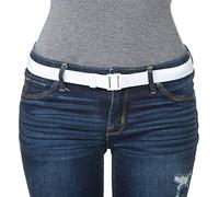 TIGHTS UP Adjustable No Show Stretch Belt for Women (One Size Fits UK 18-26) (76-144cm) (3.175cm Wide) White | PLUS