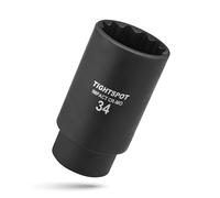 Tightspot 1 2 Inch Drive 34 Mm Deep Impact Socket with Anti Rounding 12 Point Design, Heat Treated Crmo Steel, Metric