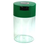 Tightvac - 1 oz to 6 ounce Airtight Multi-Use Vacuum Seal Portable Storage Container for Dry Goods, Food, and Herbs - Dark Green Cap & Clear Body