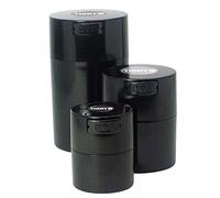 Tightvac Set of 3 - Patented Airtight Container | Multi-use Vacuum Container Works as Smell Proof Containers for Herbs and Dry Goods. Black Caps and Black Bodies