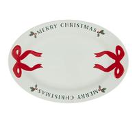 TIGHUP Bow 'Merry Christmas' Serving Plate - Make It an Extra Special Christmas This Year - Ideal for Christtmas Dinner or Festive Parties - Colour: White