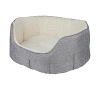 TIGHUP Linen Look Scallop Oval Dog Bed Grey Large Machine Washable To Keep Your Pets Bed Nice and Clean Super Soft Design For That Extra Bit Of Comfort Approximate Dimensions Large H27 x W73 x D56CM