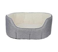 TIGHUP Linen Look Scallop Oval Dog Bed Grey XXLarge Machine Washable To Keep Your Pets Bed Nice and Clean Super Soft Design For That Extra Bit Of Comfort Approximate Dimensions XXLarge H29 x W91 x D67