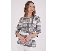 Tigi Women's Abstract Mono Print Top in Grey | Size: 10-12 Tigi Grey 10-12