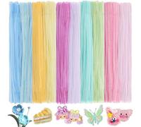 TIGOADT 500Pcs Pastel Pipe Cleaners Craft Chenille Stems, 12'' Long 0.3'' Thick Fluffy Fuzzy Sticks Craft Supplies for DIY Flowers Creative Kids Handcrafting Party Decorations (10 Macaron Colors)