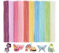 TIGOADT 500Pcs Pastel Pipe Cleaners for Craft Flowers, 12'' Long 0.3'' Thick Fluffy Chenille Stems Fuzzy Sticks Craft Supplies for DIY Kids Handcrafting Party Decorations (10 Macaron Colors)