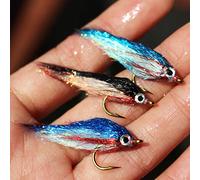 Tigofly 12 pcs Wounded Minnow Fly Ice Dub UV Polar Fry Slowly Sinking Salmon Trout Steelhead Fly Fishing Flies Lures Set-Size 8
