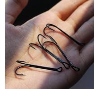 Tigofly 20 pcs 3 sizes Black Double Hook Fly Tying Hooks Double Claws Salmon Trout Fly Fishing Barbed Hooks Size 2# 4# 6# (2)