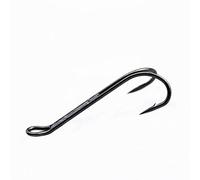 Tigofly 20 pcs/lot Black Double Hook Fly Tying Hooks Strong Double Claws Salmon Trout Fly Fishing Barbed Duplex Hooks Size 4#