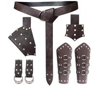 TiGog Viking Costume for Men and Women, Accessory Set, Medieval Knight Costume with Belt, Sword Holder, Bracers, Viking Clothing Accessories for Vintage Renaissance Cosplay, brown, One Size