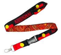 Tigoli Aboriginal Flag Lanyard Keychain Neck Strap Australian Flag Design ID Badge Holder Keys Pass Card Holder Indigenous Heritage Cultural Souvenir Gift 57cm x 2cm