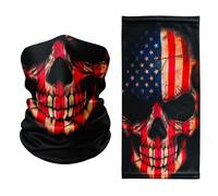 Tigoli American Flag Skull Design - Multifunctional Neck Gaiter | Lightweight & Breathable Face Cover for Outdoor Activities, Sports, Travel & Festivals