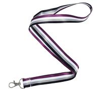 Tigoli Asexual Pride Lanyard - Black, Grey, White & Purple Flag Design | Soft Satin Double-Sided Lanyard with Metal Clasp | LGBTQ+ Identity, Pride, and Awareness Accessory