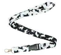 Tigoli Black & White Cats Lanyard - Cute Cat Silhouette Double-Sided Neck Strap - 57cm Soft Polyester with Metal Swivel Hook & Quick Release Buckle - Cat Lover Gift, Work ID, Key or Badge Holder