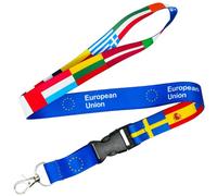 Tigoli European Union & Member Country Flags Lanyard - EU Pride Keychain Strap with Detachable Clip & Metal Hook | Ideal for Travel, Events, ID Cards & Everyday Use