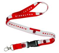 Tigoli Gibraltar Flag Lanyard - Red & White Castle Key Design with “GIBRALTAR” Text - 57cm Premium Polyester Neck Strap with Metal Swivel Hook & Quick Release Buckle - British Overseas Territory Gift