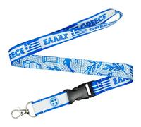 Tigoli Greece Flag Lanyard Keychain Neck Strap Greek National Flag Design ID Badge Holder Keys Pass Card Holder Travel Souvenir Gift Hellenic Republic Accessory 57cm x 2cm