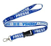 Tigoli International Press Lanyard Keychain Neck Strap PRESS Text in Multiple Languages ID Badge Holder Media Journalist Reporter Event Staff Access Pass Holder 57cm x 2cm