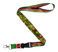 Tigoli Kenya Flag & Tribal Pattern Lanyard - African Heritage Detachable Keychain Strap with Metal Clip | Cultural Design for Travel, Events & Everyday Use