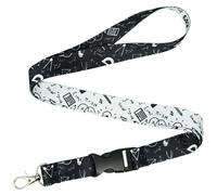 Tigoli Maths Equations Lanyard - Black & White Science Formula Design with Calculations, Symbols & Diagrams - 57cm Premium Polyester Neck Strap with Metal Swivel Hook & Quick Release Buckle