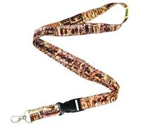 Tigoli Medieval Tapestry Lanyard Bayeux Style Historical Art Neck Strap with Detachable Buckle and Metal Clip Keychain Holder 57 x 2cm Vintage Artwork Design