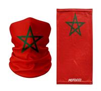 Tigoli Morocco Flag Neck Gaiter - Red and Green Face Cover with Pentagram Emblem - Breathable Multifunctional Bandana for Culture, Festivals & Outdoor Protection