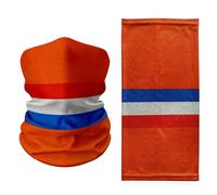 Tigoli Netherlands, Holland Multi-Functional Neck Gaiter - Red, Blue & Gray Stripe - Lightweight Face Cover, Bandana, Headwrap, Balaclava for Sports, Outdoors, Cycling & Fashion