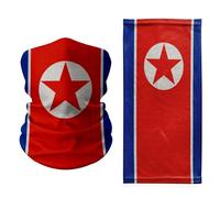 Tigoli North Korea Flag Neck Gaiter - DPRK Patriotic Face Cover with Red Star Emblem - Lightweight and Stretchable Scarf for Outdoor Wear and Thematic Events